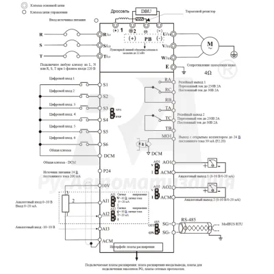 Схема подключения ПЧ LCI-G45/P55-4  фото