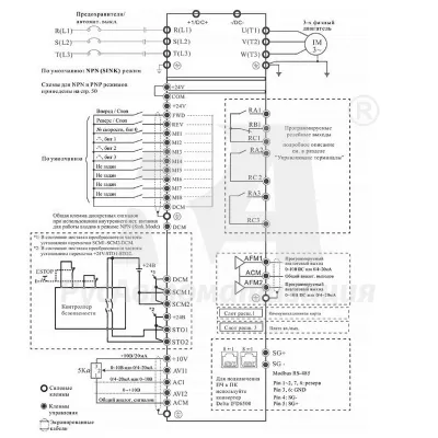 Схема подключения ПЧ VFD900CP43A-21  фото