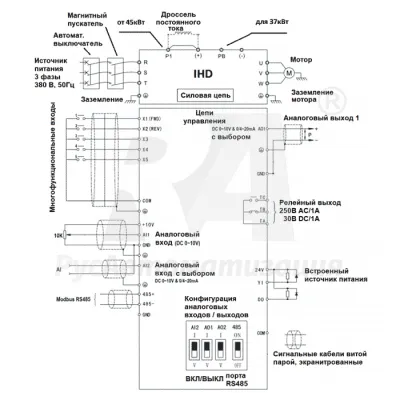 Схема подключения ПЧ IHD183P43T  фото