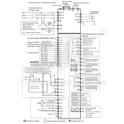 Схема подключения ПЧ VFD150C43A фото