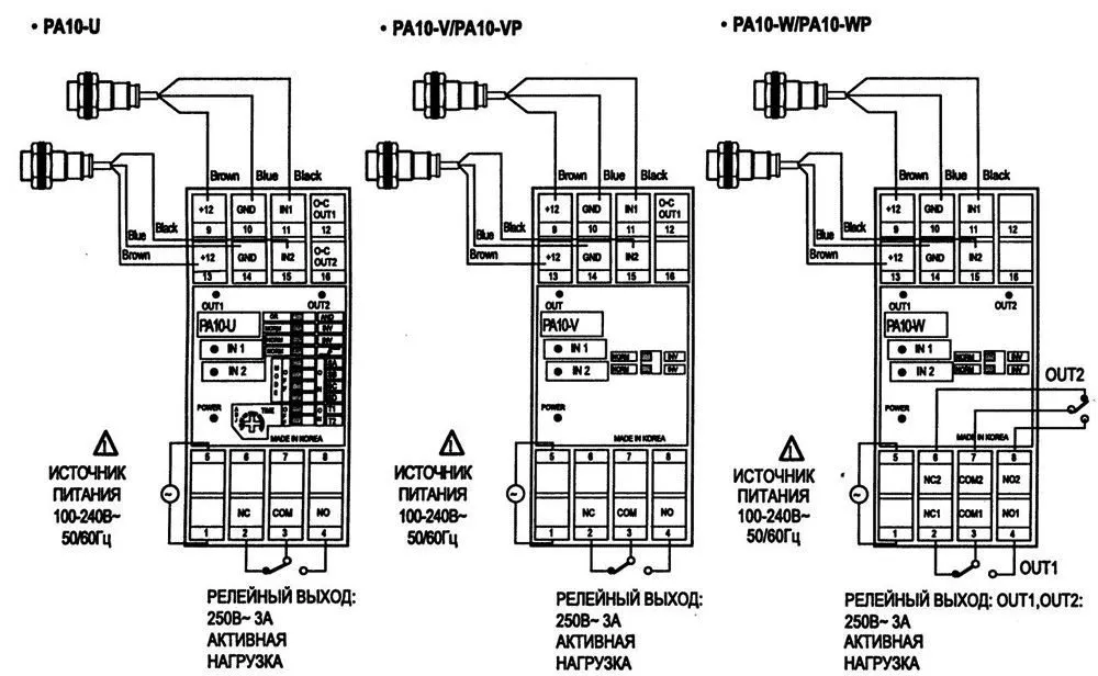 Схема подключения датчиков к контроллеру PA-10