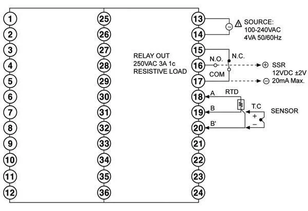 Схема подключения температурных контроллеров Autonics TAL