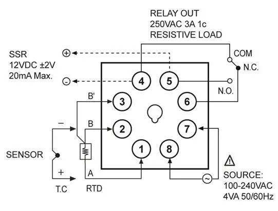 Схема подключения температурных контроллеров Autonics TAS