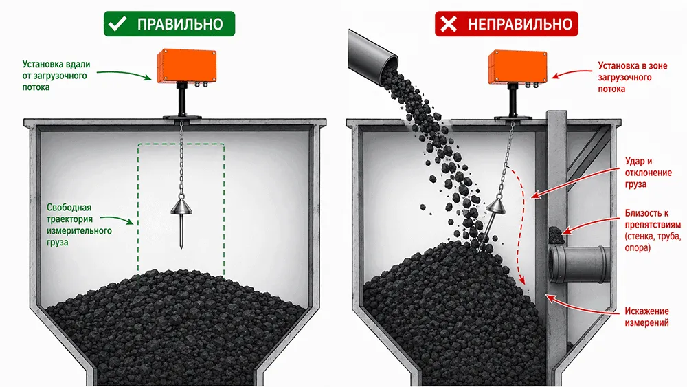 Датчик уровня угля в бункере