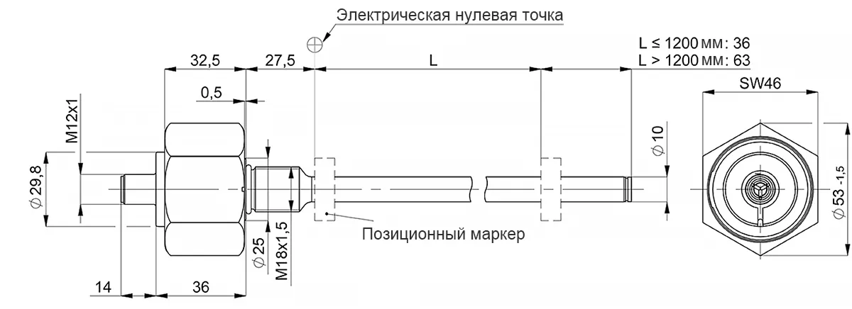 TM1 - магнитострикционный бесконтактный датчик линейного перемещения