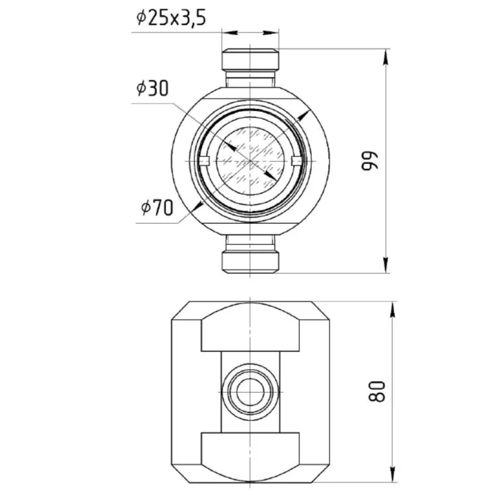 Габаритные размеры IFL-IG-E41-20-WN(25х3,5)/PTFE-W-U