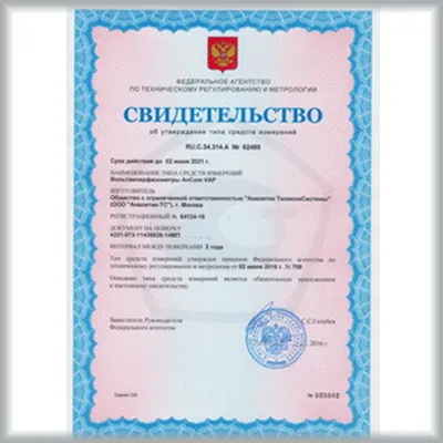 Свидетельство об утверждении типа средств измерений