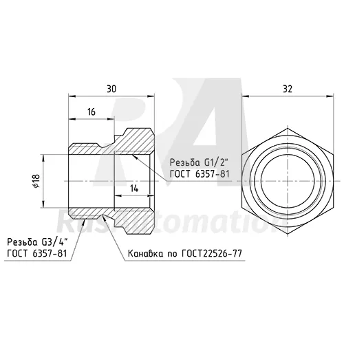 Габаритные размеры ПР-12Х18Н10Т-G1/2-G3/4