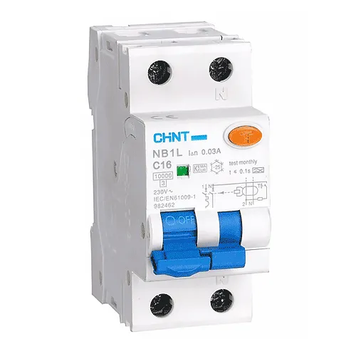 Автоматический выключатель NB1L 1P+N B10 100мА тип AC 10кА (36mm)