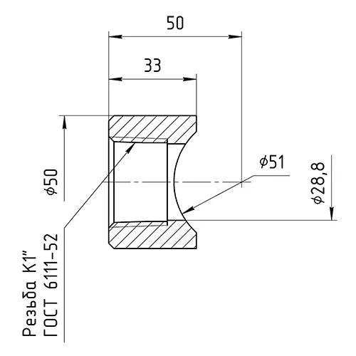 Габаритные размеры WB-AISI304-NPT1-H25D50