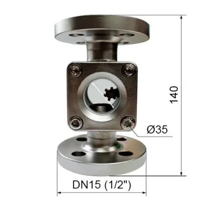 Габаритные размеры FI-FL41-206-DN15-304-PTFE-BO-PT фото
