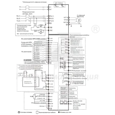 Схема подключения ПЧ VFD3550C43A-00 фото