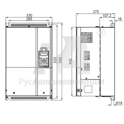 Габаритные размеры VFD550C43A фото