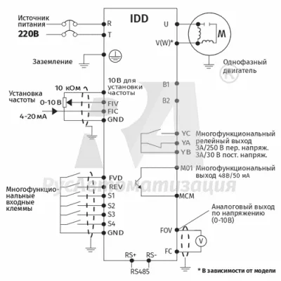 Схема подключения ПЧ IDD152U21B  фото