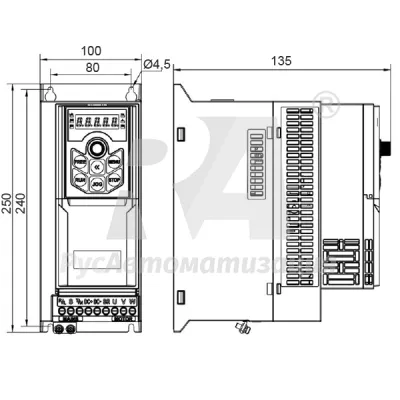 Габаритные размеры AD800P-4T5D5-PU0PCU0P фото