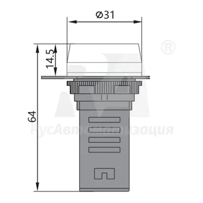 Габаритные размеры ND16-22B/2 красный AC/DC220В фото