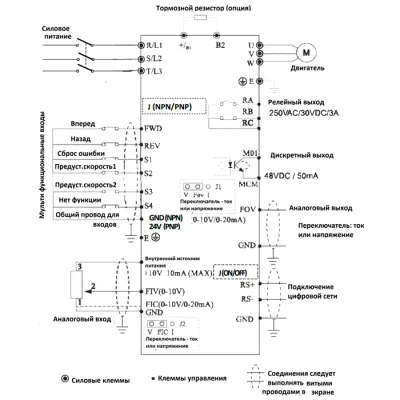 Схема подключения ПЧ AX200-552A43GE  фото