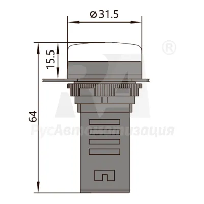 Габаритные размеры ND16-22D/2 красный AC/DC230В фото