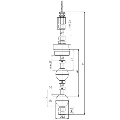 Габаритные размеры SLL-FG-M-1-2-200(NO)/2000(NO)-S-0-1 фото