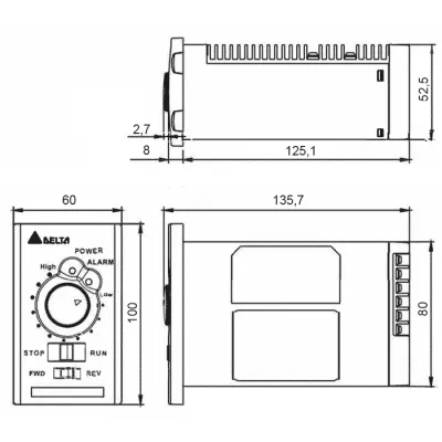 Габаритные размеры VFD40WL21A фото