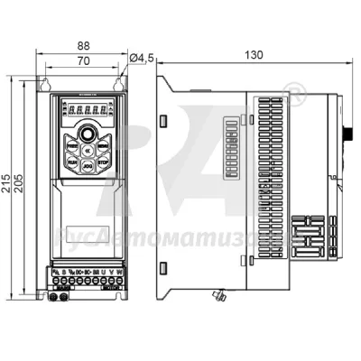 Габаритные размеры AD800P-4T4D0-PU0PCU0P фото