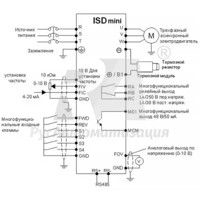 Схема подключения ПЧ ISD753M43B  фото