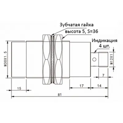 Габаритные размеры TLN30-25NO-E2 фото