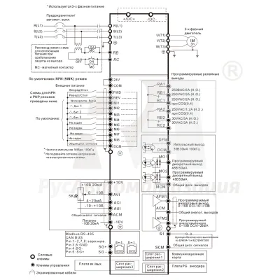 Схема подключения ПЧ VFD550CH43A-21 фото
