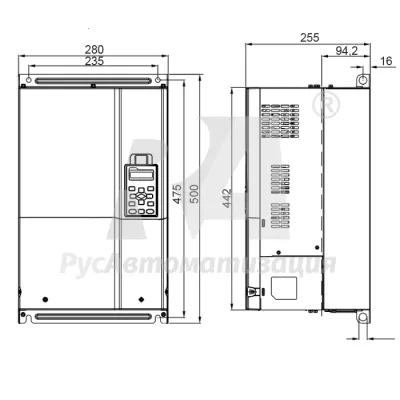 Габаритные размеры VFD370C43S фото
