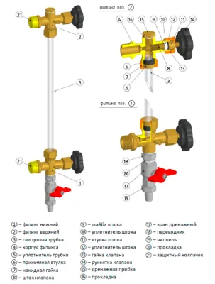 Устройство визуального указателя уровня ILL-BP-A20-G0670-BRG1/2-NBR-PN16-DN15  фото