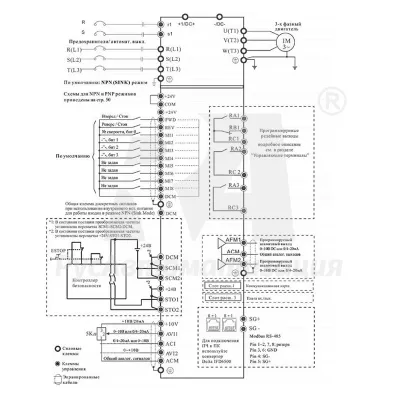 Схема подключения ПЧ VFD4000CP43C-21  фото