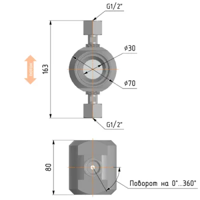 Габаритные размеры IFL-IG-E41-15-NG(PTFE) фото