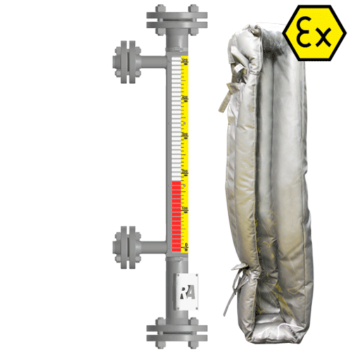 Байпасный уровнемер магнитный ILL-BM-BX16-0900-N1-002-50/50-FF-T1-SG/PHВC-TE(0/50/-43/40)