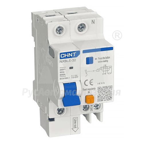 Автоматический выключатель NXBLE-32 1+N C10 30мА тип AC 6кА
