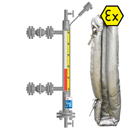 Байпасный уровнемер магнитный ILL-BM-BX40-1200-N3-133-FB-T2-BC-SG/PHEW-TH(0/100/-55/36)