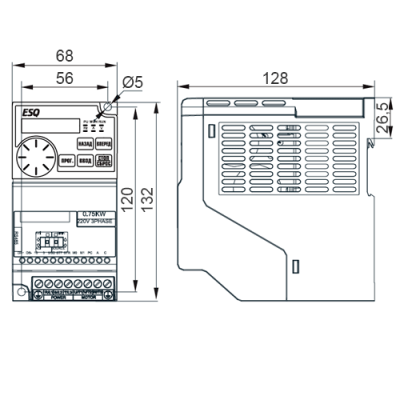 Габаритные размеры ESQ-A500-021-0.75K фото