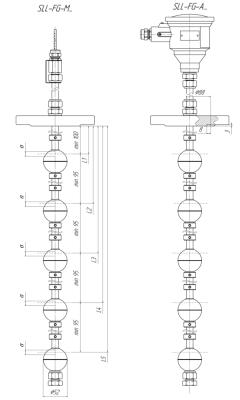 Общий вид сигнализатора уровня SLL-FG-M-4-2-200(NO)/2000(NO)-S-0-1  фото